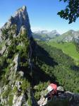 Gaslosen, sur l arête de l Eggturm, à l arrière plan, le Gross Pfad